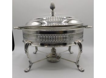 Sheffield Sliver Plate Chafing Dish With Pyrex Glass Bowl