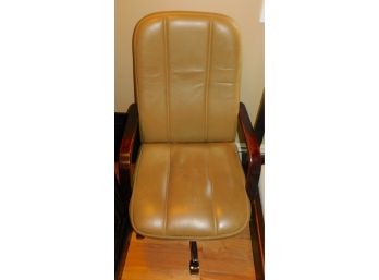 Tan Leather Rolling Computer Chair