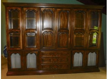 Hibriten Oversized Wooden Wall Unit/China Cabinet With Top Lights In Cabinets
