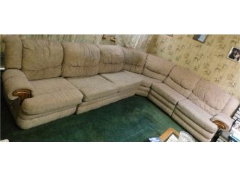 Silver Oaks - Tan Colored Sectional Sofa With Pull Out Bed And 2 Reclining Seats