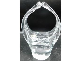 Vintage Toscany Hand Blown Glass Split Handled Clear Ash Tray