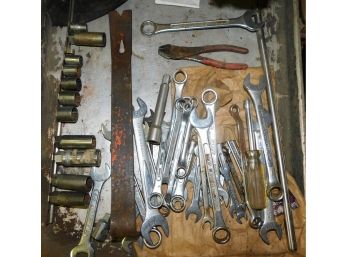 Tray Of Assorted Wrenches And Tools