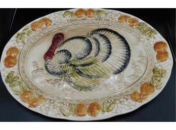 Festive Fine Ceramic Turkey Platter