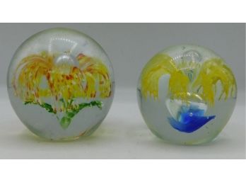 Pair Of Decorative Glass Paperweights
