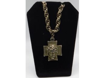 Decorative Cross On Gold Metal Chain