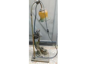 Vintage Bronze - Woman With Dog Lamp