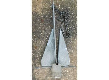 Large Steel Boat Anchor With Chain