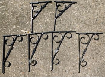 Lot Of 4 12 Inch And 2 10 Inch Scroll Shelf Brackets - Black Color