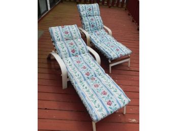 Pair Of 2 Outdoor Lounge Chairs With Cushions
