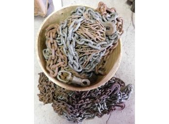 Bucket Of Assorted Metal Chains