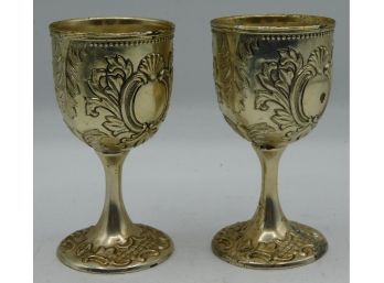 Pair Of Decorative Toscano Brass Goblets