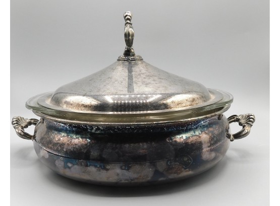 F. B. Rogers Silver Plated Covered Bowl With Pyrex Insert