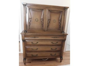 Unique Armoire Dresser With Brass Adornments