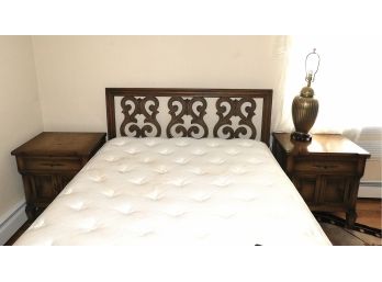 Unique Antique Headboard And 2 Night Stands