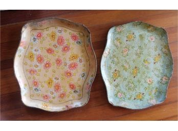 Vintage Pair Of Hand Painted Japanese Alcohol Proof Trays