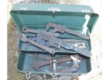 Assorted Lot Of Tools With Union Utility Chest Tool Box