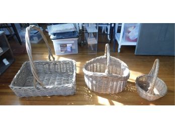 Assorted Lot Of Wicker Baskets With Handle
