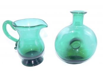 Colored Glass Creamer With Decanter