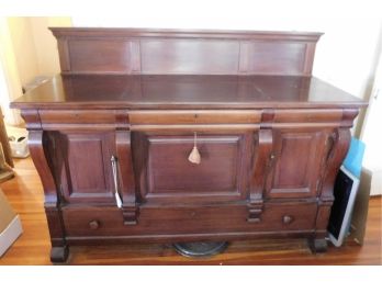 Antique 1830s Empire Period Solid Mahogany Buffet With Key