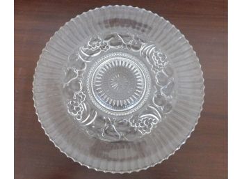 Lovely Cut Glass Serving Platter With Fruit Pattern