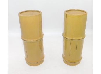 Vintage Pair Of Paul Marshall 61 PMP Design Bamboo Ceramic Tiki Mugs