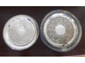 Pair Of Silver Plated Serving Platters