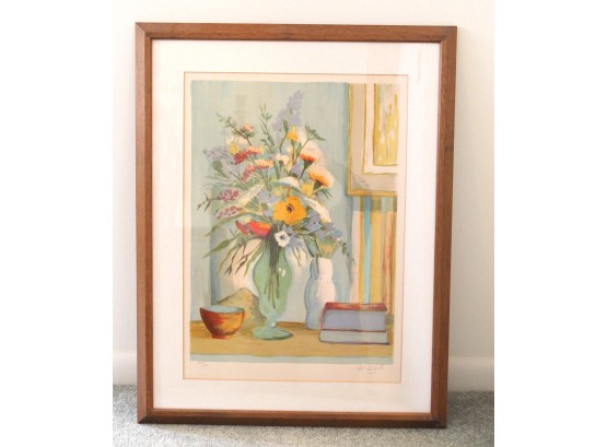 Signed & Numbered Floral Framed Water Color By B. Rudolph 241/275
