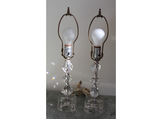 Pair Of 19' Glass Lamps