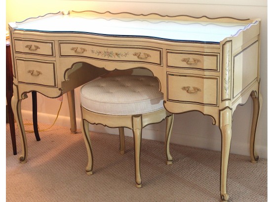Stunning French Provincial Vanity With Upholstered Stool