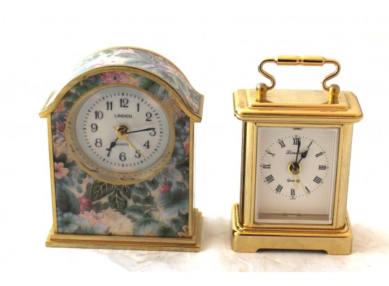 Pair Of Miniature Linden Wind Up Clocks