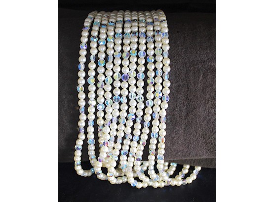 1960's Pearl & Crystal Necklace Faux