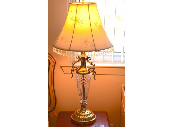 Gold & Glass Table Lamp W/Lamp Shade