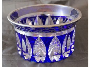 Vintage Bohemian Cobalt Crystal Decorative Bowl