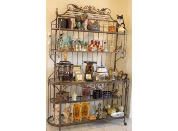 Stunning Cast Iron Bakers Rack With Glass Shelves