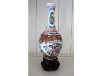 Vintage Oriental Porcelain Bottleneck Vase