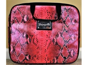 Stylish Betseyville By Betsey Johnson Laptop Floral Portfolio Black/pink Snakeskin Bag