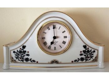 Lenox Madison Quartz Clock Porcelain W/Gold Trim Holly Berries