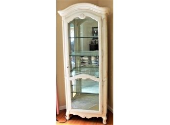 Stylish Ethan Allen Country French Off-white Crystal Curio Cabinet Hutch