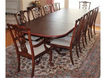Ethan Allen Mahogany Ball And Claw Dining Room Table W/ Chairs (10)