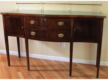 Classy Ethan Allen Sideboard/buffet With Brass Rail Excellent Condition
