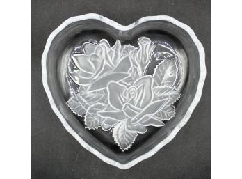 Lovely Etched Heart Shaped Candy Dish