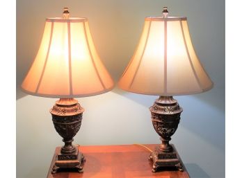 Lovely Pair Of Ornate Bronze Lamps