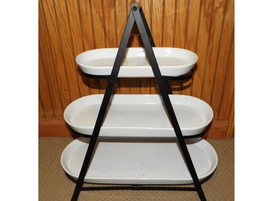 3-tier Serving Plates With Metal Stand