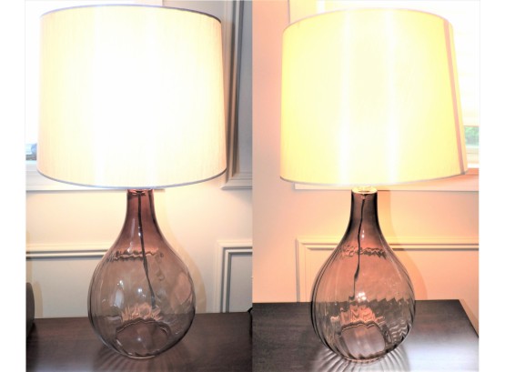 Set Of 2 Smoked Glass Table Lamps With Shades