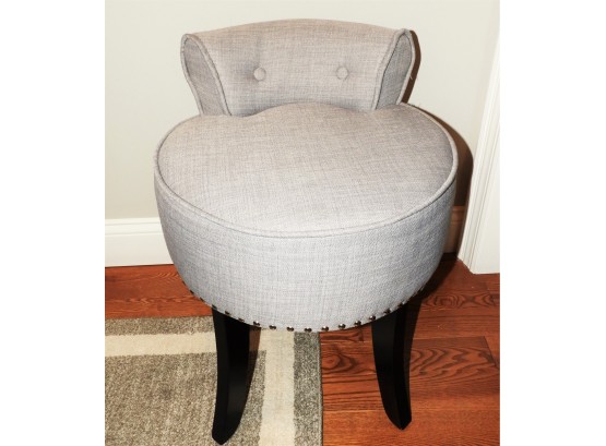 Lovely Studded Gray Fabric Vanity Chair