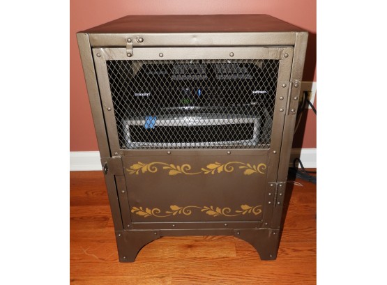 Unique Brown Metal & Gold Accented Storage Cabinet
