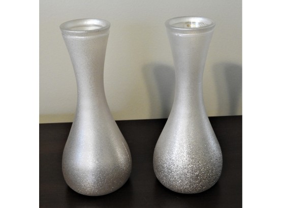 Akcam Set Of 2 Silver Sparkle Vases