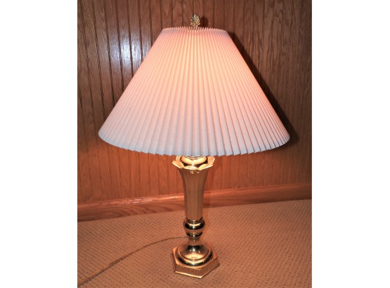 Brass Table Lamp With Pleated Shade