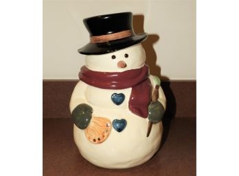 'russ' Hand Painted Ceramic Snowman Cookie Jar