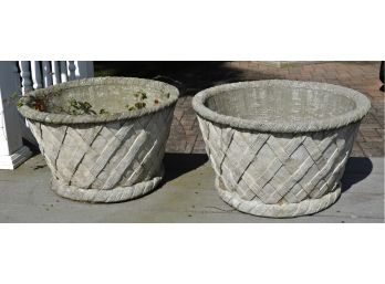 Sturdy Set Of 2 Cement Planters